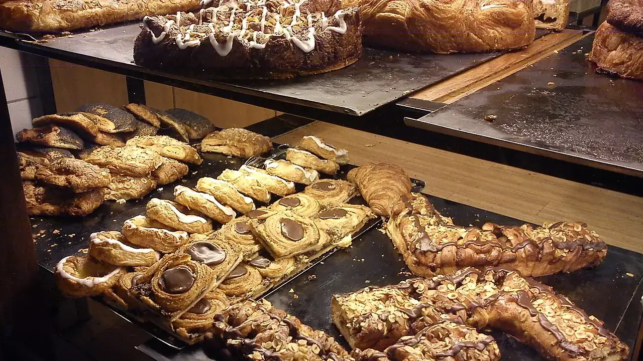 Pastries on a bakery counter